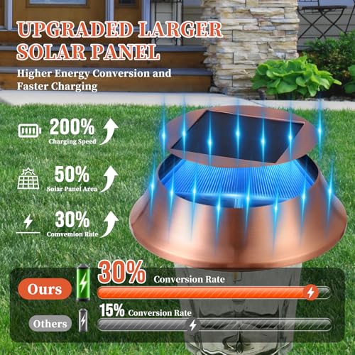 Solar Pathway Lights Outdoor 4 Pack, Stainless Steel & Glass Solar Garden Lights, Auto Dusk to Dawn IP65 Waterproof LED Path Lights for Yard, Lawn, Walkway, Driveway - color: Bronze