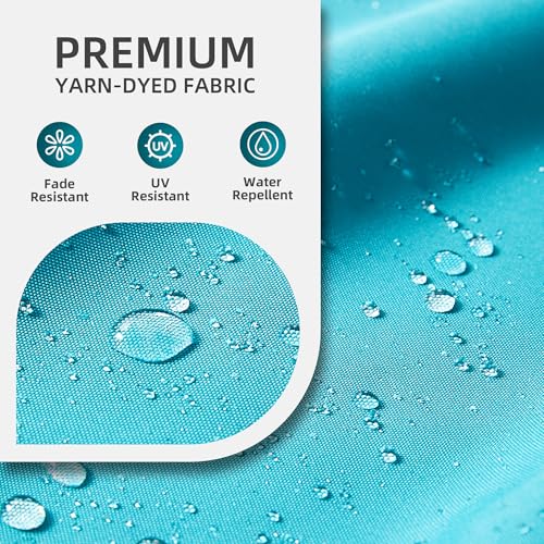 9 X 12 FT Cantilever Patio Umbrella with Led Lights and Base Included Heavy Duty Outdoor Double Top Large Rectangle Offset Umbrellas with 360-degree Rotation for Garden Pool Deck Backyard, Turquoise - color: Turquoise, size: 9' X 12'- Weighted Base Includ