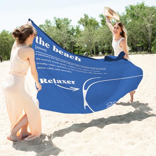 The Beach Pocket Picnic Blankets, Blue Coastal Mini Beach Camping Blanket Waterproof Sandproof, Sea Relaxer RV Outdoor Picnic Blanket Mat Gifts for Camper Campsite Travel Hiking 55x60in - color: The Beach