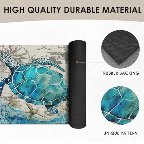 Arttown Summer Sea Turtle Ocean Painting Door Mat, 17 x 30 Fish Blue Vintage Doormat Decorative Home Floor Mat, Non Slip Rubber Back and Strong Water Absorption for Outdoor Indoor Entrance Decor - color: Underwater Ocean Turtle
