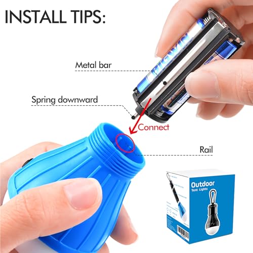 FLY2SKY Tent Lamp Portable LED Tent Lights Blue 4 Packs Hook Hurricane Emergency Lights LED Camping Lights Bulb Camping Tent Lanterns Camping Equipment for Camping Hiking Backpacking Fishing Outage - style: E-CLOSED-HOOK