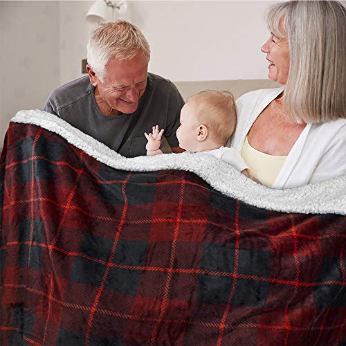 Pavilia Waterproof Blanket for Couch & Sofa | Large Dog & Cat Protector | Plush Soft Sherpa Blanket, Plaid Red, 60x80 - color: Plaid Red, size: 60x80 Inches