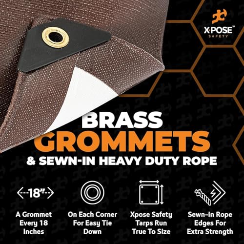 Xpose Safety 10' x 10' Ultra Heavy Duty Tarp - 20 Mil Waterproof Tarps for Camping, Outdoor Adventures & Tent Cover, UV Protection, Reinforced Corners, All-Weather Durability - size: 10' x 10'