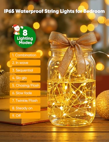 Minetom 12 Pack Fairy Lights Battery Operated String Lights 8 Modes, 7ft 20LED 6 Colors Waterproof Silver Wire Twinkle Lights, Firefly Starry Moon Lights for Mason Jars DIY Christmas Wedding Party - color: 6 colors, size: 12 Pack