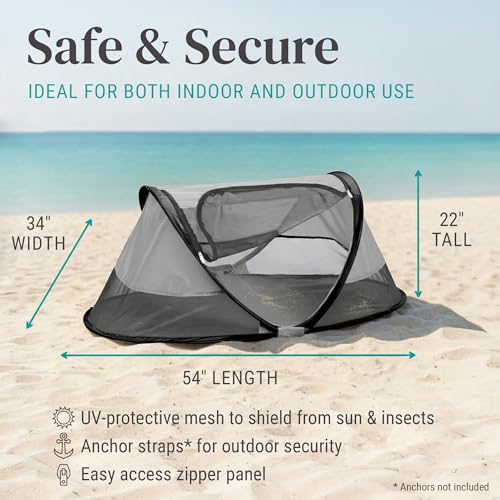 KidCo - Peapod Portable Foldable Mesh Toddler Travel Tent & Storage Bag, Play Tent, Ages 6 Months - 3 Years (Midnight) - style: Small - Midnight