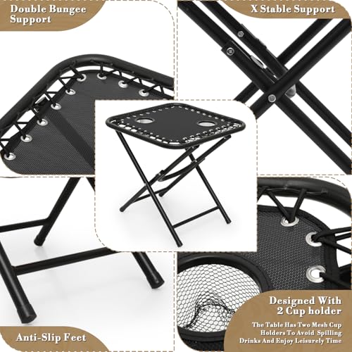 Athena Collection Zero Gravity Outdoor Lounge Chair Set of 2 with Side Table, 29" Width Pool Lounge Lawn Chairs Reclining with Cup Holder, Outdoor Chaise for Beach Patio Backyard Outside, Blue - color: Black, style: 29" Width