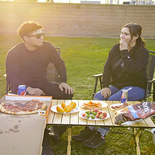 Rollingsurfer Folding Camping Table, Lightweight Roll-Up Table Aluminum Low Portable Picnic Table with Easy Carrying Bag for Outdoor, Beach, Picnic, Backyards, BBQ and Party, 45.2"L x 23.6"W x 17.3"H - size: 45.2inch