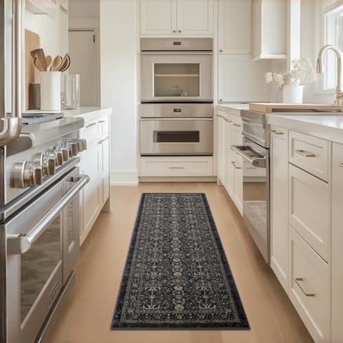 Ruaruarug Area Rug Non Slip Machine Washable Ultra Soft Living Room/Bedroom/Kitchen/Outdoor/Classroom Black Grey, 2'×6' - color: Dark Grey, size: 2' x 6' (Rectangular)