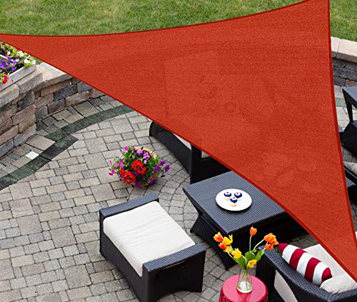 ASTEROUTDOOR Sun Shade Sail Triangle 10' x 10' x 10' UV Block Canopy for Patio Backyard Lawn Garden Outdoor Activities, Terra - color: Terra, size: 10' x 10' x 10'