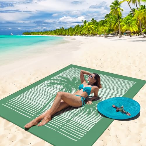 HIHOHO Beach Blanket Waterproof Sandproof Beach Mat for 1-8 Adults Quick Drying Durable Outdoor Picnic Mat for Beach Festival Travel Camping Hiking (COCOTREE, 79"×83"(4 Person)) - color: Cocotree, size: 6'11" x 6'7"