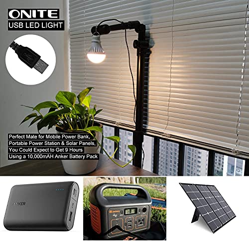 4-Pack Onite USB LED Light Bulb, Emergency Backup Lighting for Camping, Garage, Power Outage Preparedness, for Portable Power Station & Solar Panel, Outdoor Lantern, Warm White - size: 4-Pack