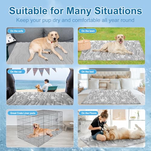 BEAUTYZOO Upgrade Dog Cooling Mat Extra Large, Reversible Self-Cooling Mat for Dogs, Thicken Pet Ice Cool Pad Blanket for Summer Kennel Sofa Bed Floor Car Seat, Machine Washable&Foldable, 59"x40" - color: Grey, size: 59.0"L x 40.0"W x 1.0"Th(XL)
