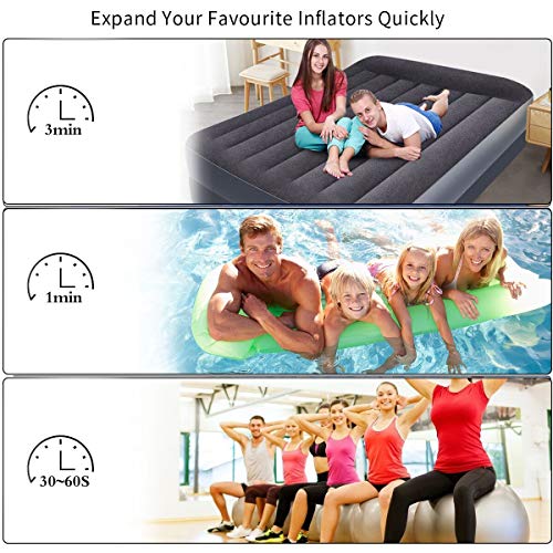 Electric Air Pump - Air Mattress Pump for Inflatable Couch, Bed, Blow up Pool Float Raft Boat Toy, Camping Swimming, Portable Quick-Fill Inflator/Deflator Pumps with 4 Nozzles, AC 110-120 Volt Black