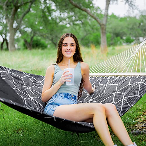 ANOW Outdoor Hammock with Spreader Bars and Detachable Pillow, 2 Person Hammock, 450 LBS Weight Capacity, Gray Cube - color: Gray Cube, size: 2 Person Without Stand