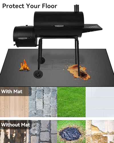 65 x 40 inch Heavy Duty Large Under Grill Mats for Outdoor Grill, Double-Sided Fireproof, Waterproof, Oil Proof Deck and Patio Protector, BBQ Mat Grill Floor Mats Fireplace Fire Pit Mat - size: 60*40 Inch
