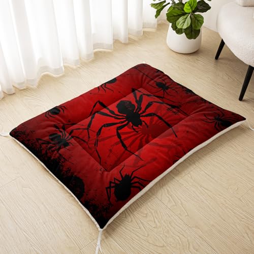 Nttopship Dog Cat Bed Mat Ultra Soft Fluffy Pet Bed Washable Fashion Dog Crate Beds Comfy Comfy Pet Sleeping Pad Suitable for Pet Raised Bed(30"x26",Red and Black Spider) - color: Red and Black Spider, size: Medium