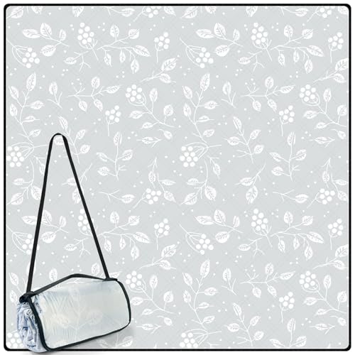 DEWUR Picnic Blankets 79"x79" Extra Large Outdoor Blanket Beach Blanket Waterproof SandProof Picnic Mat Washable Foldable Portable for Grass Lawn Beach Camping (Gray Leaves) - color: Gray Leaves
