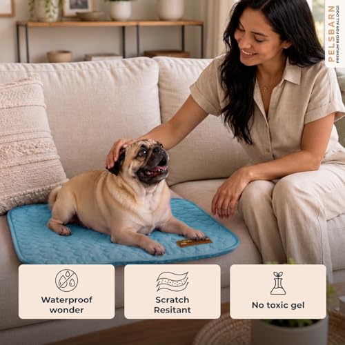 Pelsbarn Dog Cooling Mat- Ice Silk Summer Comfort, Self Cooling, Non-Slip Dog Pad, Durable & Washable, Mat for Small Dogs 18 x 21, Support Shelter Dogs with Every Purchase (Blue) - color: Light Blue, size: Small