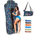 Inflatable Couch Air Lounger for Adults, Ultralight Portable Blow up Couch Air Sofa, Inflatable Beach Lounger Bed for Camping Hiking Festival Backyard Lawn, No Pump Required - color: Tropical Blue