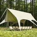 Camping Tarp with Poles, No Rope Tying 2-Step Setup, 11x18FT Waterproof 10-12 Person Tarp Shelter, 22ft² 2.6m Height 210D Oxford Family SUV Park Beach Outdoor Sun Shelter, Beige - color: Beige