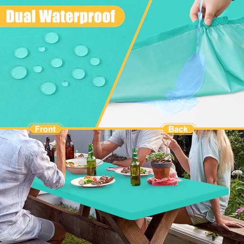 Rectangle Table Cloth, Waterproof Elastic Fitted Tablecloth for 5 Foot Folding Tables, Washable Polyester Tablecloths for Picnic, Camping, Outdoor (Aqua, 30"x60") - color: Aqua, size: 60" x 30" (Rectangular)