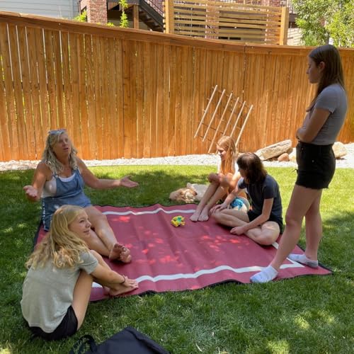 Mountain Mat Recycled Plastic Personal Outdoor Mat for Beach, Camping, picnics, Sand, RVs (Maroon with Carry Bag, 5'x7') - color: Maroon [5x7], style: 5' x 7'