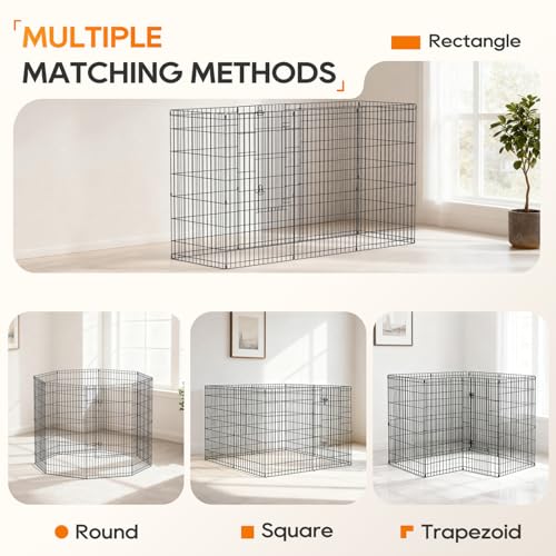 NChanmar Pet Dog Palypen Foldable Portable Metal Dog Fence Pet Exercise Pen Outdoor & Indoor Puppy Palypen Kennel 48 Inch Height 8 Panels w/Door for Camping Yard Lawn and BBQ, Black - size: 48 In