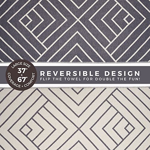 FESHKA Sand Proof Turkish Beach Towel – Oversized, Quick Dry & Lightweight Travel Towel - 100% Organic Cotton Beach Blanket - Perfect for Bath, Pool & Picnic | Explorer (Dark Navy) - color: 16 - Dark Navy