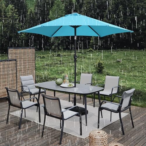 GDY 7.5FT Patio Umbrella Outdoor Table Umbrella,Market Umbrella with Push Button Tilt and Crank for Garden, Lawn, Deck, Backyard & Pool (Blue) - color: Blue, size: Umbrella Only