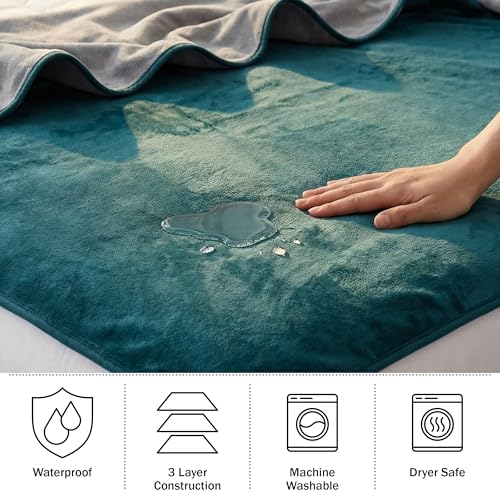 Lavish Home Waterproof Blanket - 80x80 King-Size Blanket for Kids, Pets, and Outdoors - Throw for Bed, Couch, Chair and Car (Green) - color: Green