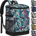 Tenot Cooler Backpack 33/40 Cans Backpack Coolers Insulated Leak Proof Soft Beach Cooler Bag for Men Women Ice Chest Backpack Camping Hiking Picnic Travel Cooler Lunch Backpack - color: Blue Leaves, size: 33 Cans