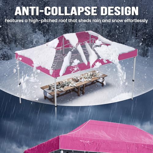 Quictent 10x15FT Heavy Duty Pop Up Canopy Tent, Commercial Easy up Portable Waterproof Shelter with Roller Bag for Outdoor Wedding Party Events Markets Gazebos - color: Pink, size: 10X15