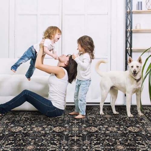 Ruaruarug Area Rug Non Slip Machine Washable Ultra Soft Living Room/Bedroom/Kitchen/Outdoor/Classroom Black Grey, 6'×9' - color: Dark Grey, size: 6' x 9' (Rectangular)