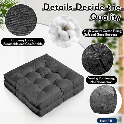 Jerify Floor Pillow Cushions Large Round Square Large Meditation Floor Pillow for Classroom Adult Meditation Picnic Party Seating Learning Daycare School(Square,Dark Grey,4 Pcs) - color: Dark Gray, size: Square
