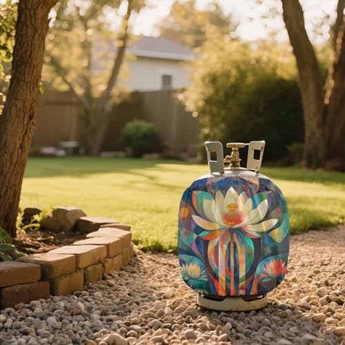 Lotus Flower Propane Tank Cover 20 LB Cylinder Covers for Outdoor and Indoor Use Dustproof Camper Propane Tank Cover - color: Lotus Flower