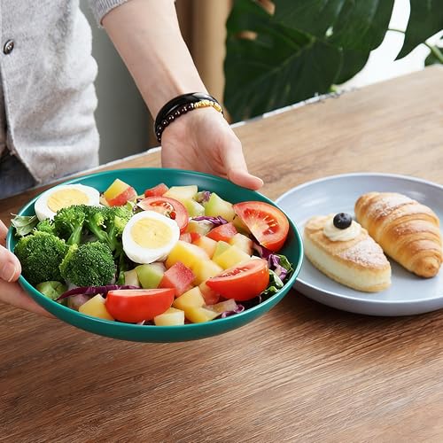 Unbreakable Reusable Plates Set of 4, 7.9 Inch Wheat Straw Plates, Microwave Safe BPA Free Dinnerware for Dessert, Salad & Daily Use - color: Dark Green