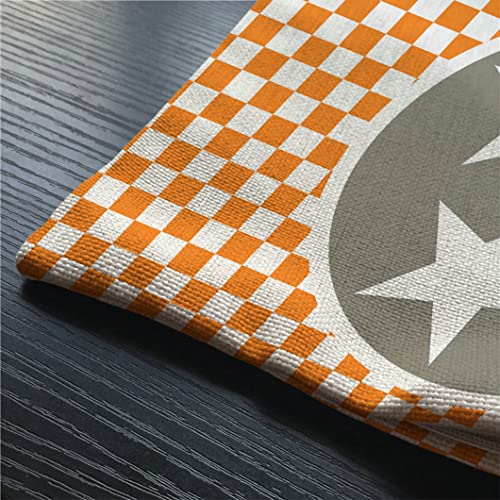 Smooffly Tennessee Flag Pillow Cover, Tennessee Orange Grey Star Flag Cotton Linen Throw Lumbar Waist Pillow Case Cushion Cover Home Office Decorative Rectangle 12 X 20 Inches - color: Swn23