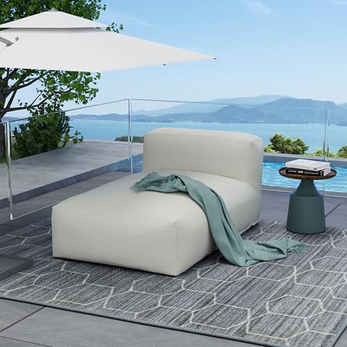 Outdoor Bean Bed Chair Sun Lounger, Outdoor Couch Sofa for Patio & Pool, Foam Filling Day Bed Furniture, Comfy Lazy Sofa for Outside, Water-Resistant Seating (Light Green, 59'' L) - color: Light Green, size: 59'' L Standard Back