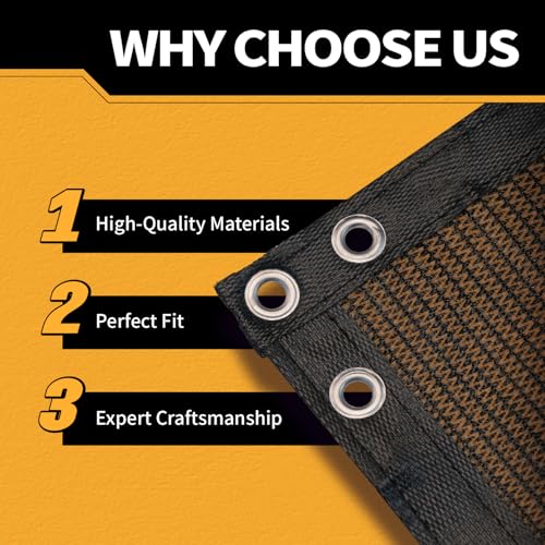 5x15Ft Garden Privacy Fence Screen, 180GSM Heavy Duty 90% Blockage Windbreak Mesh Tarp with Reinforced Edges & Anti-Rust Grommets, Includes Zip Ties for Garden, Yard, Backyard, Outdoor, Mocha - color: Mocha, size: 5' x 15'-Finished Size
