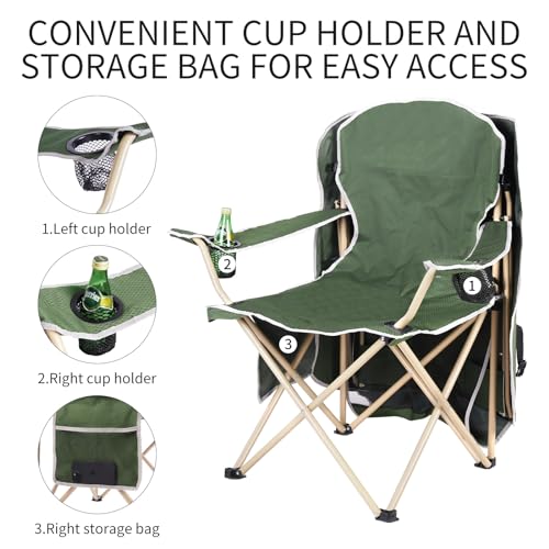 VTOY Portable Camping Chair with Canopy - Folding Chair with Canopy, Durable 600D Oxford Canopy Chair for Camping, Beach, Picnics, Fishing & Sports - color: 2pack Green