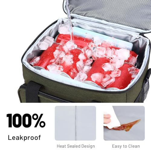 MIER Mens Lunchbox for Work Insulated 24 Cans/15L Large Lunch Bags Leakproof Adult Women Lunch Box Coolers for Travel Beach Picnic Office, Dark Green - color: Green