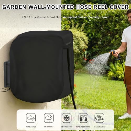 Garden Hose Reel Cover for Giraffe Tools AW50, Waterproof Outdoor Wall Mounted Hose Reel Protector with Drawstring, Dustproof Windproof Hose Storage Cover,A - color: A