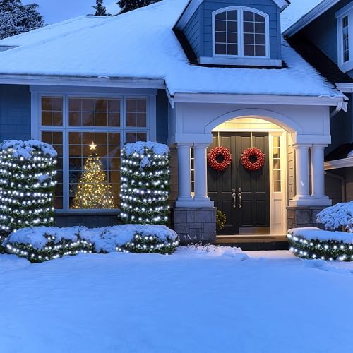 BlcTec Christmas Net Lights, 200 LED 8.4ft x 5.2ft Outdoor Christmas Lights with 8 Modes, Timer, Connectable, Waterproof Design for Trees, Bushes, Shrubs Yard Outdoor Xmas Decorations, Cool White - color: Cool White, size: 200LED