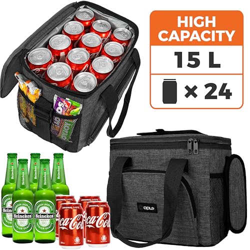 OPUX Soft Cooler Bag, Insulated Collapsible Lunch Cooler Tote for Men Work Camping Beach Travel, Portable Soft Sided Leakproof Waterproof Large Lunch Bag Box with Shoulder Strap 24 Cans, Charcoal Gray - color: Charcoal, size: 24 Cans