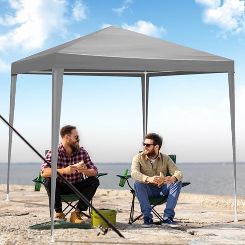 6.5x6.5ft Heavy Duty Commercial Canopy Tent,Portable Folding Canopy Tents,Waterproof Patio Gazebo Tent,Folding Outside Shelter Gazebos,with 4 Removable Sidewalls,for Wedding Party Backyard (Dark Grey) - color: Dark Grey