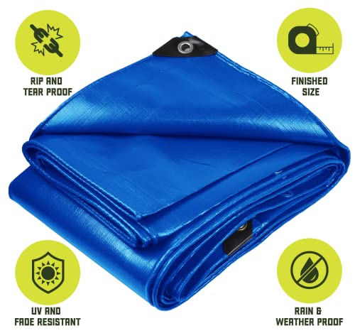 Core Tarps Heavy Duty 8 Mil Tarp Cover, Waterproof, UV Resistant, Rip and Tear Proof, Poly Tarpaulin with Reinforced Edges for Roof, Patio, Pool, Boat. (Blue 6′ X 8′) - color: Blue-8 Mil, size: 6′ X 8′