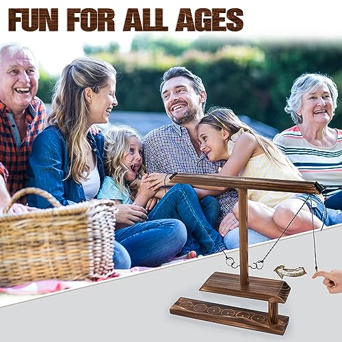 Ring Toss Game for Adults, Wooden Hook and Ring Game Handmade for Bars, Home, Party, Yard Games, Outdoor Indoor Games for All Ages, Large Size 16" X 13"