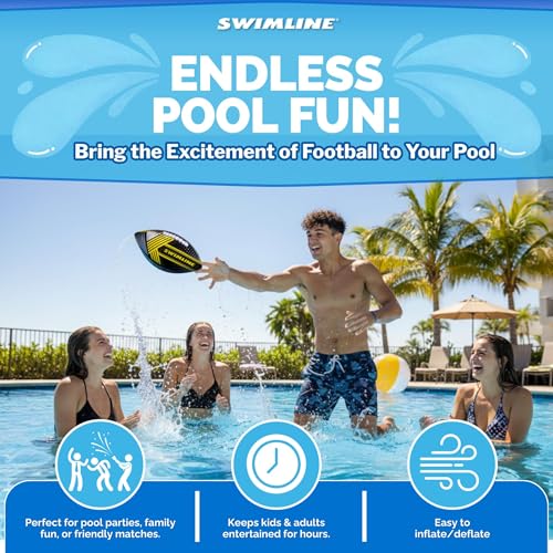 SWIMLINE Neoprene Pool & Beach Accessory for Active Group Play, Backyard Games, and Water Sports – Waterproof Soft Football, Black & Yellow, 10.5" - style: Neoprene Pool Football