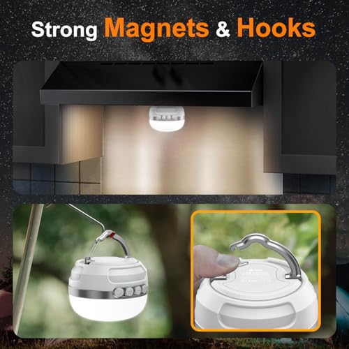 LED Camping Lantern Rechargeable 1400LM, Up to 420H Running Time Camping Tent RGB Light, 10400mAh Emergency Hanging Light for Hurricane, Power Outages, Home, Hiking, White - style: White Ultra