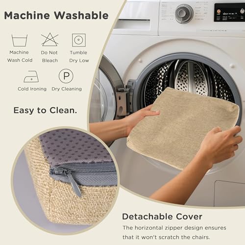 AddGrace Anti-Slip Bar Stool Cushions Square Bar Stool Seat Cushions with Ties Set of 4 Small Square Chair Pads with Machine Washable Cover 12"X12"X2" (Beige) - color: Beige